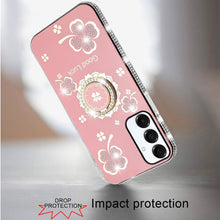 For Samsung A16 5G Case Crystal Studded Ringstand Bling Cover + Tempered Glass