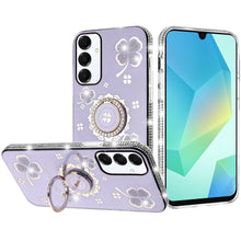 For Samsung A16 5G Case Crystal Studded Ringstand Bling Cover + Tempered Glass