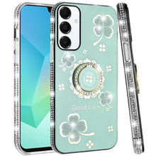 For Samsung A16 5G Case Crystal Studded Ringstand Bling Cover + Tempered Glass