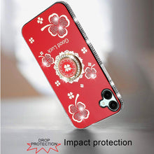 For Samsung Galaxy A06 Case Glitter Clover Design Crystal Studs Ring Stand Cover