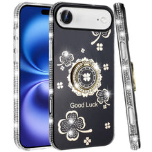 For iPhone Air Case Crystal Studded Ring Stand Bling Phone Cover +Tempered Glass