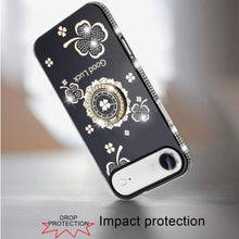 For iPhone Air Case Crystal Studded Ring Stand Bling Phone Cover +Tempered Glass