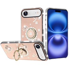 For iPhone Air Case Crystal Studded Ring Stand Bling Phone Cover +Tempered Glass