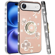 For iPhone Air Case Crystal Studded Ring Stand Bling Phone Cover +Tempered Glass
