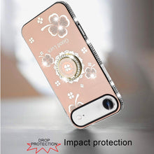 For iPhone Air Case Crystal Studded Ring Stand Bling Phone Cover +Tempered Glass