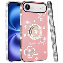 For iPhone Air Case Crystal Studded Ring Stand Bling Phone Cover +Tempered Glass