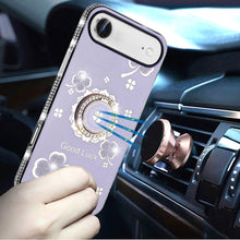 For iPhone Air Case Crystal Studded Ring Stand Bling Phone Cover +Tempered Glass
