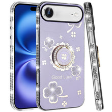 For iPhone Air Case Crystal Studded Ring Stand Bling Phone Cover +Tempered Glass