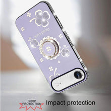 For iPhone Air Case Crystal Studded Ring Stand Bling Phone Cover +Tempered Glass