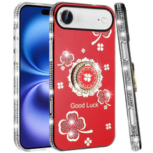 For iPhone Air Case Crystal Studded Ring Stand Bling Phone Cover +Tempered Glass