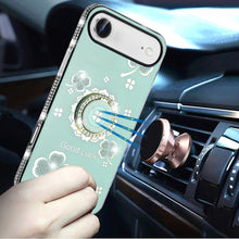 For iPhone Air Case Crystal Studded Ring Stand Bling Phone Cover +Tempered Glass