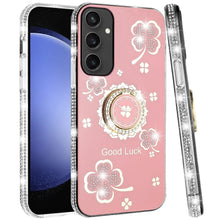 For Samsung S23 FE 5G Case Crystal Studded Ring Stand Bling + Tempered Glass