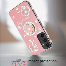 For Samsung S23 FE 5G Case Crystal Studded Ring Stand Bling + Tempered Glass