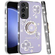 For Samsung S23 FE 5G Case Crystal Studded Ring Stand Bling + Tempered Glass