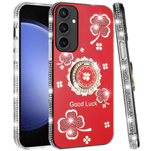 For Samsung S23 FE 5G Case Crystal Studded Ring Stand Bling + Tempered Glass