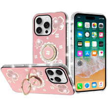 For iPhone 16 PRO MAX Case Crystal Studded Ringstand Bling Cover +Tempered Glass