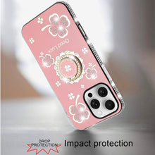 For iPhone 16 PRO MAX Case Crystal Studded Ringstand Bling Cover +Tempered Glass