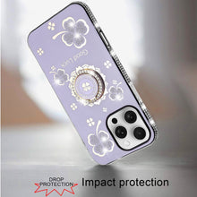 For iPhone 16 PRO MAX Case Crystal Studded Ringstand Bling Cover +Tempered Glass