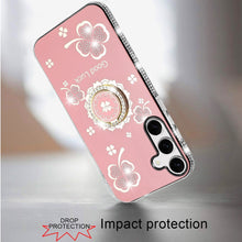 For Samsung S24+/S25+ Case Crystal Studded Ringstand Bling Cover +Tempered Glass