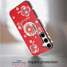 For Samsung S24+/S25+ Case Crystal Studded Ringstand Bling Cover +Tempered Glass