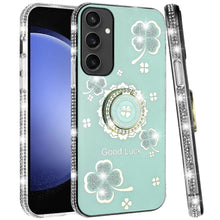 For Samsung Galaxy S24 FE Case Crystal Studded Ring Stand Bling Phone Cover