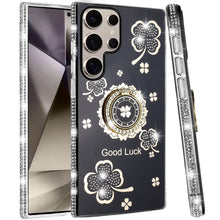 For Samsung S25 Ultra Case Crystal Studded Ringstand Bling Cover +Tempered Glass