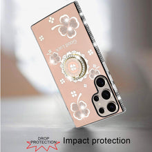 For Samsung S25 Ultra Case Crystal Studded Ringstand Bling Cover +Tempered Glass