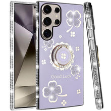 For Samsung S25 Ultra Case Crystal Studded Ringstand Bling Cover +Tempered Glass