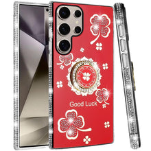 For Samsung S25 Ultra Case Crystal Studded Ringstand Bling Cover +Tempered Glass