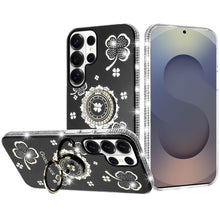 For Samsung S26 Ultra Case Crystal Studded Ring Stand Bling + Tempered Glass