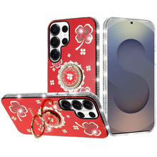 For Samsung S26 Ultra Case Crystal Studded Ring Stand Bling + Tempered Glass