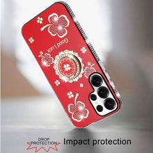 For Samsung S26 Ultra Case Crystal Studded Ring Stand Bling + Tempered Glass
