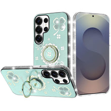 For Samsung S26 Ultra Case Crystal Studded Ring Stand Bling + Tempered Glass