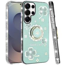 For Samsung S26 Ultra Case Crystal Studded Ring Stand Bling + Tempered Glass