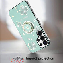 For Samsung S26 Ultra Case Crystal Studded Ring Stand Bling + Tempered Glass