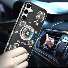 For Samsung S26 6.3" Case Crystal Studded Ring Stand Bling + Tempered Glass