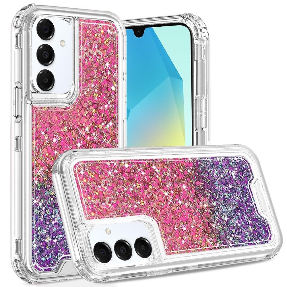 For Samsung A16 5G Case Epoxy Glitter 3in1 Shockproof Cover + Tempered Glass