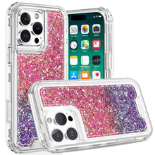 For iPhone 16 PRO MAX Case Epoxy Glitter 3in1 Shockproof Cover + Tempered Glass