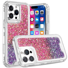 For iPhone 16 Pro 6.3in Case Epoxy Glitter 3in1 Shockproof Cover +Tempered Glass