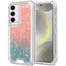 For Samsung S24/S25 Case Epoxy Glitter 3in1 Shockproof Cover + Tempered Glass