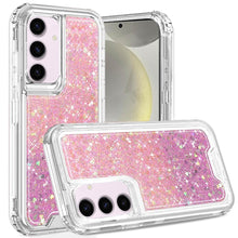 For Samsung S24/S25 Case Epoxy Glitter 3in1 Shockproof Cover + Tempered Glass