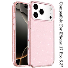 For iPhone 17 PRO Case Glitter Thick 3mm Translucent Cover + Tempered Glass