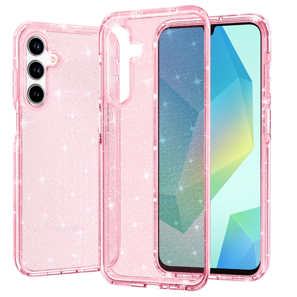 For Samsung A16 5G Case Glitter Thick 3mm Translucent Cover + Tempered Glass