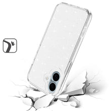 For iPhone 16 6.1inch Case Glitter Thick 3mm Translucent Cover + Tempered Glass
