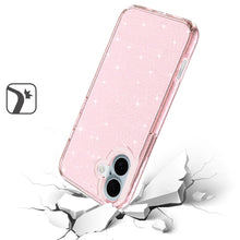 For iPhone 16 6.1inch Case Glitter Thick 3mm Translucent Cover + Tempered Glass