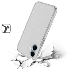 For iPhone 16 6.1inch Case Glitter Thick 3mm Translucent Cover + Tempered Glass