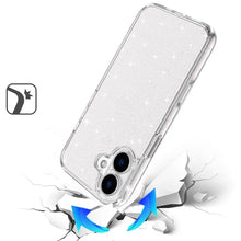 For iPhone 17 Case Glitter Thick 3mm Translucent Phone Cover + Tempered Glass