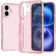 For iPhone 17 Case Glitter Thick 3mm Translucent Phone Cover + Tempered Glass