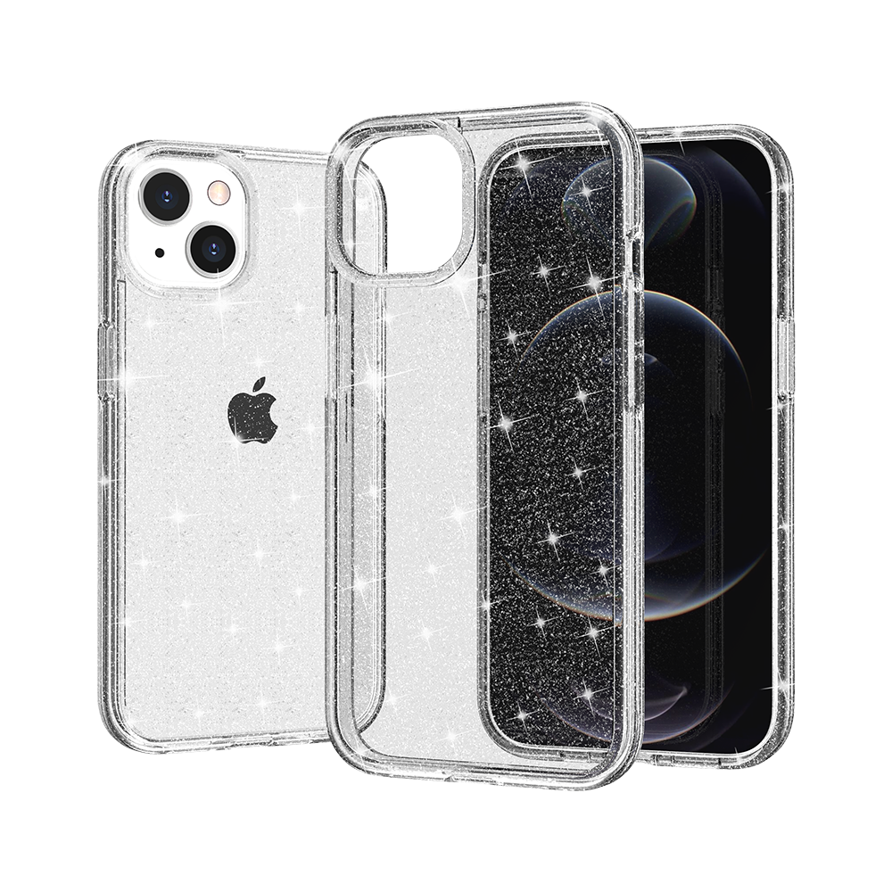 For iPhone 13 Pro Max Case Glitter Ultra Thick 3mm Translucent Hybrid Cover