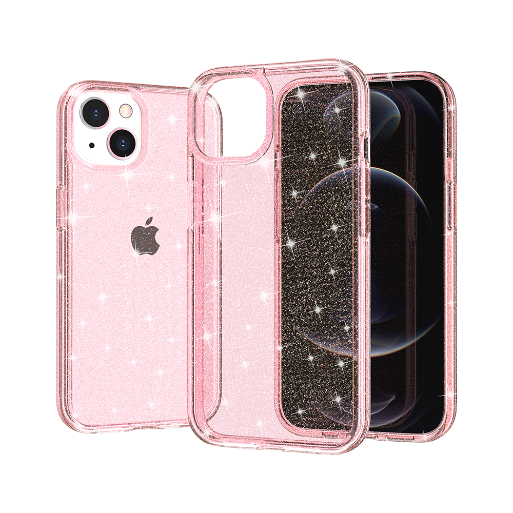 For iPhone 13 Pro Max Case Glitter Ultra Thick 3mm Translucent Hybrid Cover